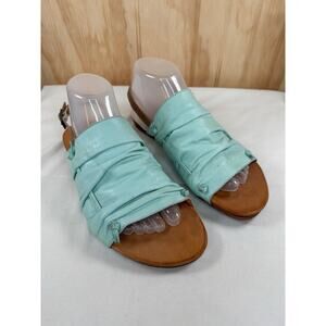 Miz Mooz Agnes Seafoam Slingback Sandals Ruched Leather Women 9